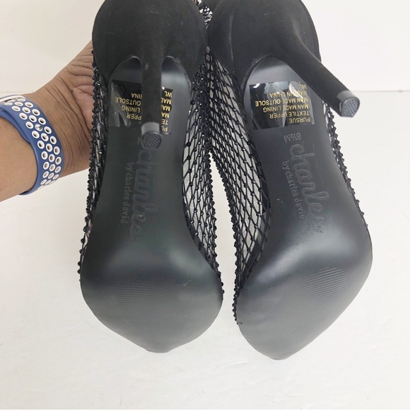 Charles David black mesh sequin ankle boots - Picture 4 of 10